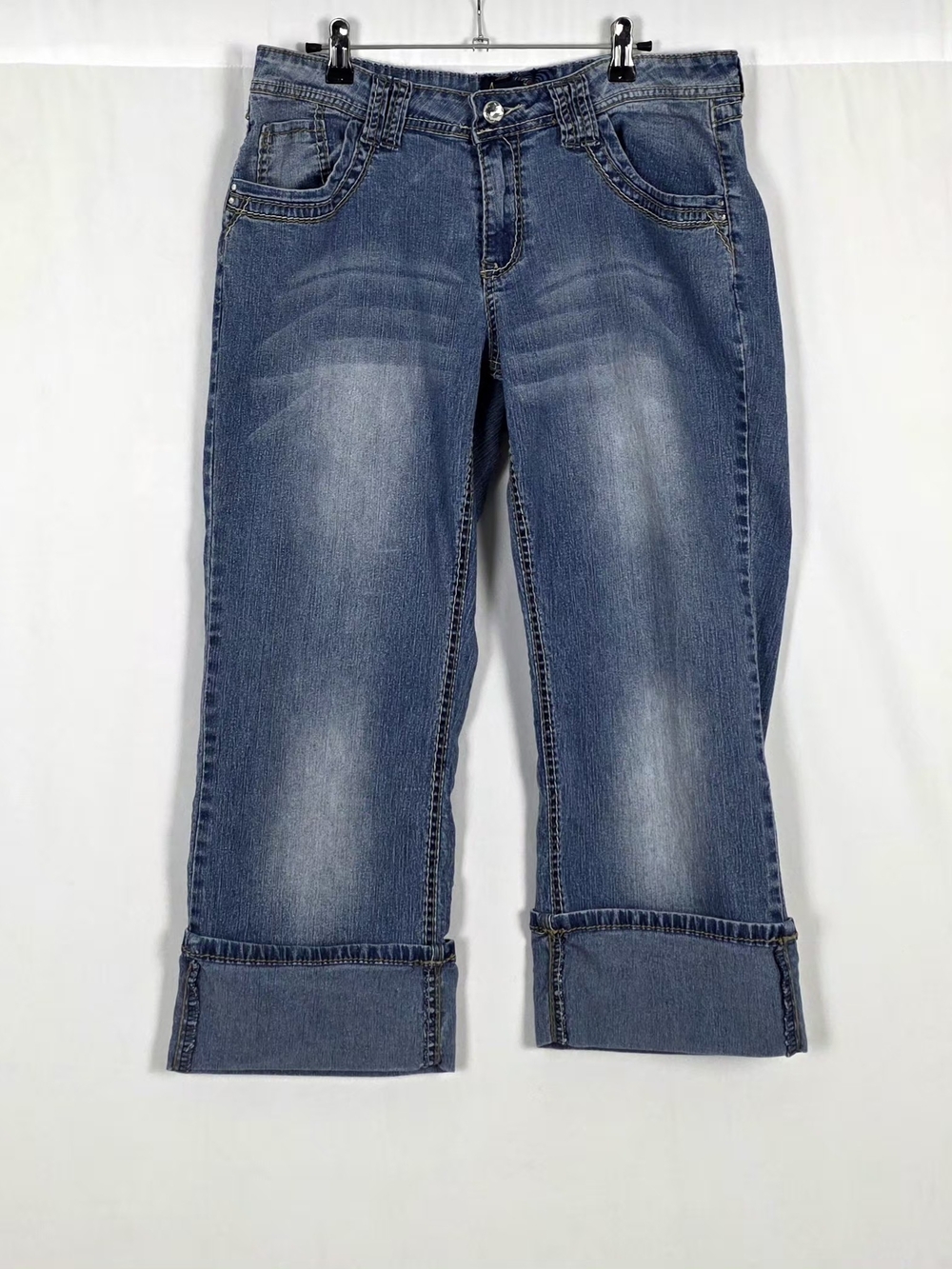Angels Women's Cropped Jeans in Medium Blue Wash Size 16